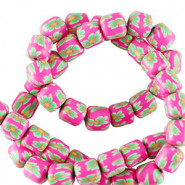 Polymeer tube kralen 6mm - Pink-green